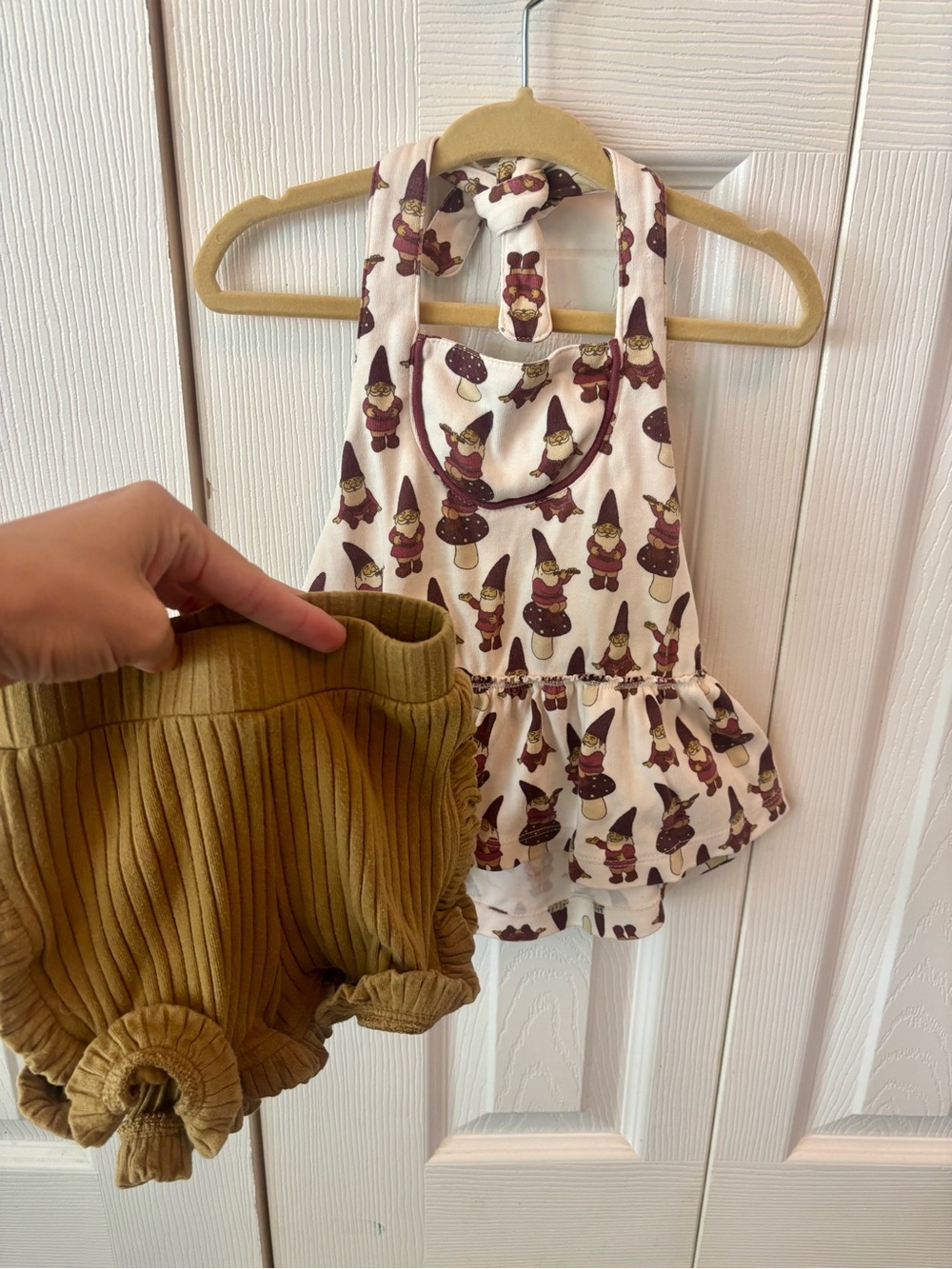 Kate Quinn Girls' Gnome Print Halter Top with Gold Shorts